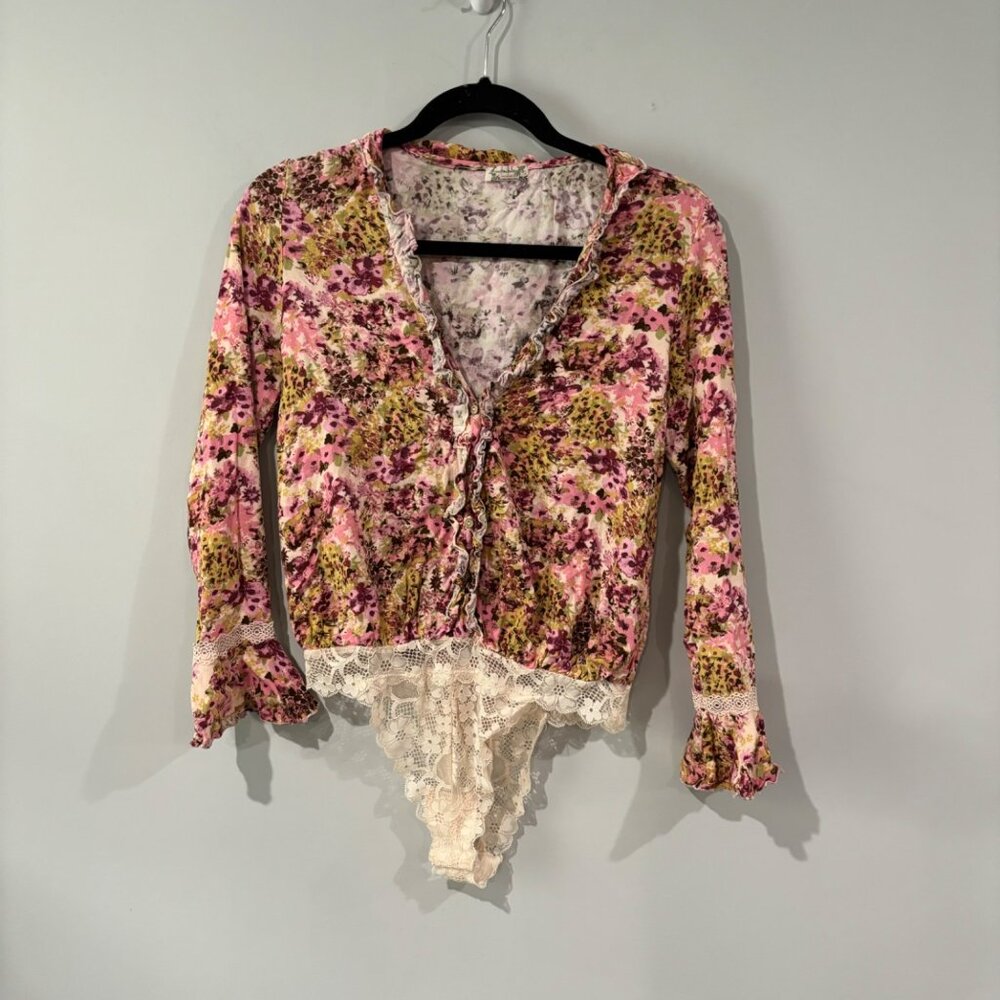 Free People Floral Body Suit Size S